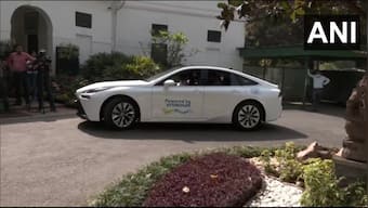 As fuel prices rise again, Nitin Gadkari drives his way to Parliament in hydrogen-powered car