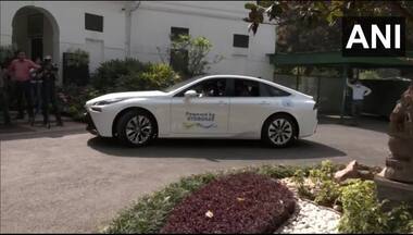 As fuel prices rise again, Nitin Gadkari drives his way to Parliament in hydrogen-powered car