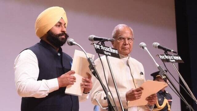 Harjot Singh Bains takes oath in Punjab on Saturday. Twitter/ @AamAadmiParty