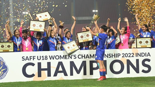 Indian team clinches SAFF U-18 Women's Championship title Indian team clinches SAFF U-18 Women's Championship title
