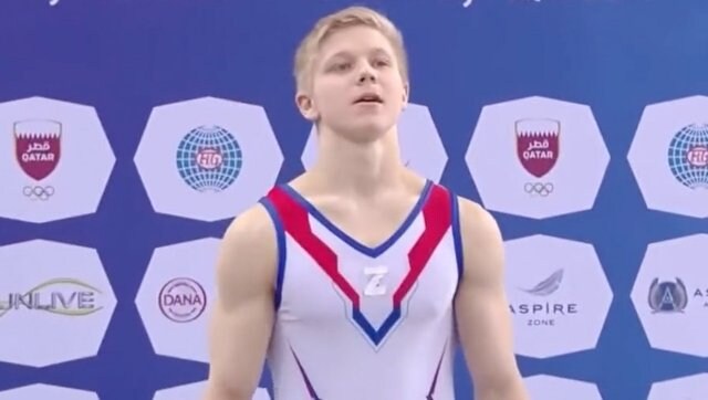 'Shocking behaviour': Russian gymnast Ivan Kuliak wears war symbol on podium next to Ukrainian winner