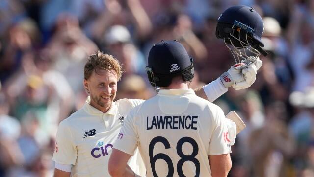 England's captain Joe Root celebrates scoring a century against West Indies. AP