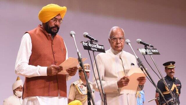 Kuldeep Singh Dhaliwal takes oath in Punjab on Saturday. Twitter/ @AamAadmiParty
