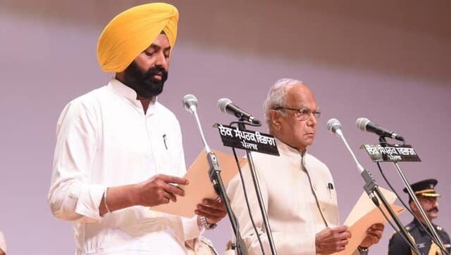 Laljit Singh Bhullar takes oath in Punjab on Saturday. Twitter/ @AamAadmiParty