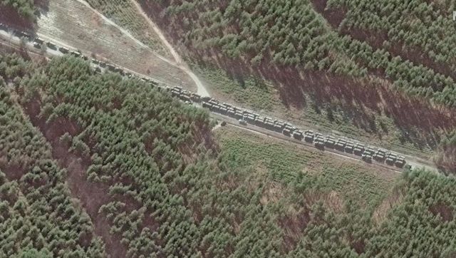 Satellite images show Russian military convoy stretching 64 kms in north Kyiv Satellite images show Russian military convoy stretching 64 kms in north Kyiv