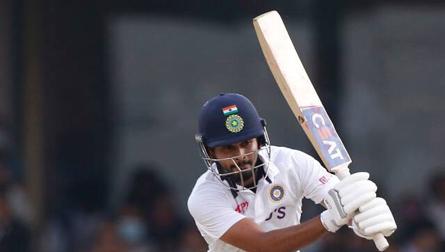 Shreyas Iyer in action on day one of the Pink-ball Test. Sportzpics