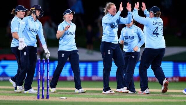 Sophie Ecclestone spun England to victory in their semi-final of the Women’s Cricket World Cup by taking six wickets. AP