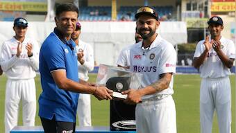 Virat Kohli becomes 12th Indian to play 100 Tests, receives special memento from 'childhood hero' Rahul Dravid