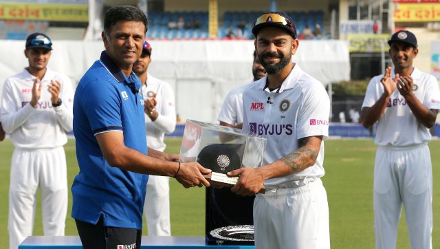 Virat Kohli becomes 12th Indian to play 100 Tests, receives special memento from 'childhood hero' Rahul Dravid Virat Kohli becomes 12th Indian to play 100 Tests, receives special memento from 'childhood hero' Rahul Dravid