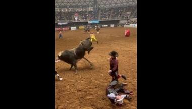 Father jumps into arena to save son from raging bull, watch viral video