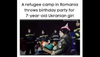 Romanian helpers celebrate 7-year-old Ukraine girl's birthday in Rufugee camp, watch video