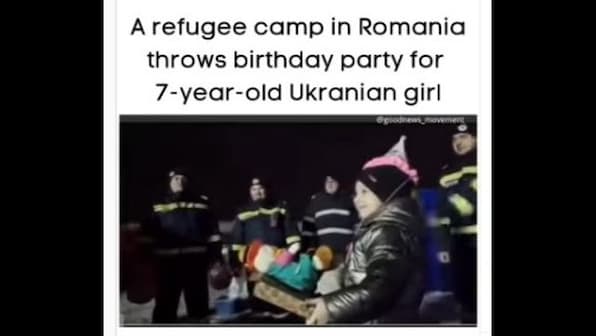 Romanian helpers celebrate 7-year-old Ukraine girl's birthday in Rufugee camp, watch video