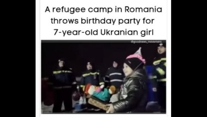 Romanian helpers celebrate 7-year-old Ukraine girl's birthday in Rufugee camp, watch video