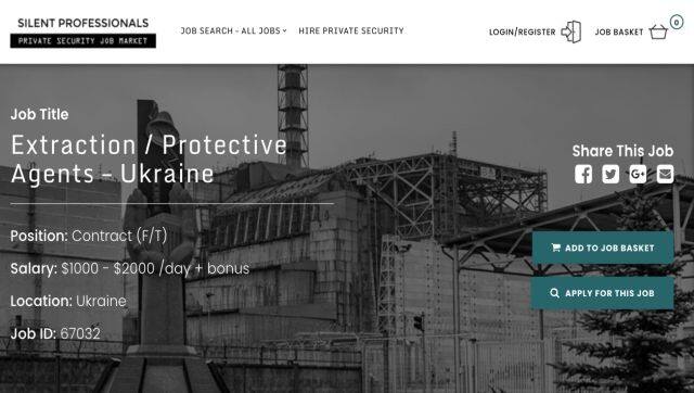 An advertisement seeking private military contractors for work in Ukraine. Image Courtesy: Silent Professionals
