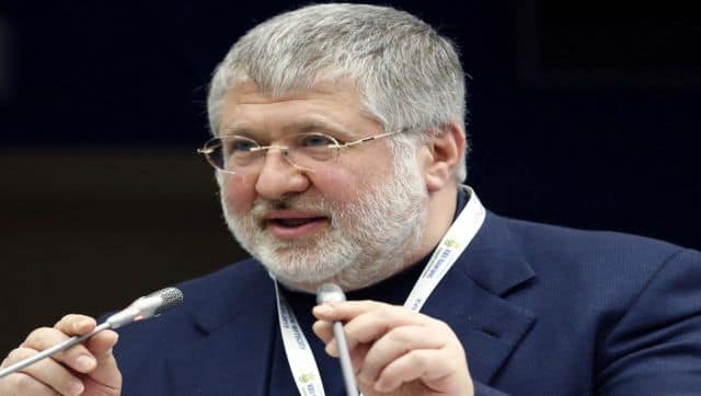 File image of Ukrainian billionaire Igor Kolomoyskyy speaking the Ukrainian Football Federation session in Kyiv. AFP