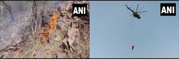 Rajasthan: Fire engulfs parts of Sariska Tiger Reserve, Air Force helicopters battle blaze Rajasthan: Fire engulfs parts of Sariska Tiger Reserve, Air Force helicopters battle blaze