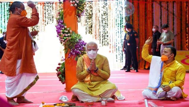 File image of Prime Minister Narendra Modi performing a religious ritual during the groundbreaking ceremony of the Ram Mandir in Ayodhya. AFP
