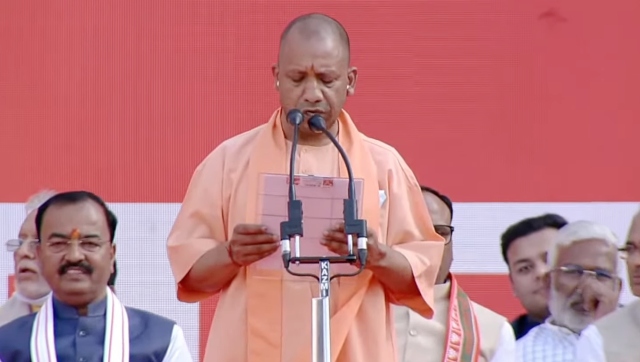 Yogi Adityanath takes oath as CM of Uttar Pradesh for second term in presence of PM Modi, Amit Shah Yogi Adityanath takes oath as CM of Uttar Pradesh for second term in presence of PM Modi, Amit Shah