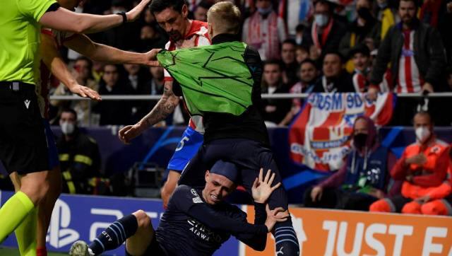 Foden exaggerated the fall by rolling on the ground thrice which resulted in Felipe's fellow centre back Stefan Savic trying to pull Foden back in his feet, albeit quiet aggressively. AFP