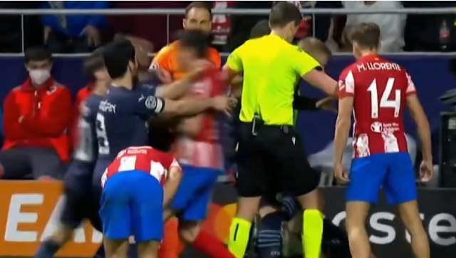 Things escalated as CIty players Ilkay Gundogan, Raheem Sterling and Bernardo Silva arrive on the scene and Gundogan pushed Savic from behind to start the melee. Twitter