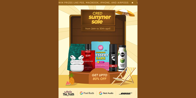 CRED’s summer sale is now live Grab up to 80% discounts on season’s essentials 400+ Indian D2C brands CRED’s summer sale is now live Grab up to 80% discounts on season’s essentials 400+ Indian D2C brands