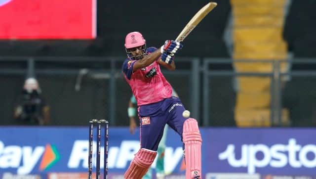 R. Ashwin of Rajasthan Royals bats during match 20 of the TATA Indian Premier League 2022 (IPL season 15) between the Rajasthan Royals and the Lucknow Super Giants held at the Wankhede stadium in Mumbai on the 10th April 2022 Photo by Deepak Malik / Sportzpics for IPL