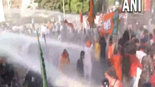 WATCH: WB Police uses water cannon to disperse protestors during BJP rally, several injured