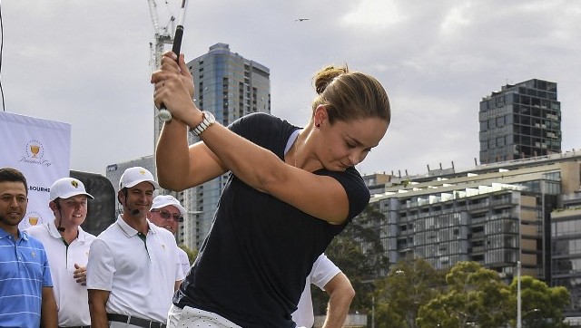 Ashleigh Barty swings back into action, trades tennis for golf Ashleigh Barty swings back into action, trades tennis for golf