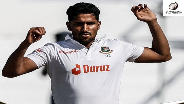 Khaled Ahmed in action during second Test against South Africa at Port Elizabeth. Image Courtesy: @ICC