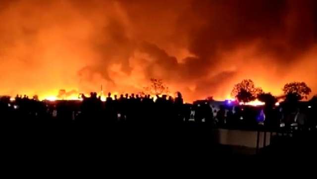 Huge fire in Gurugram’s Manesar sparked by dust storm in Delhi-NCR, shanties gutted, gas cylinder explosions heard