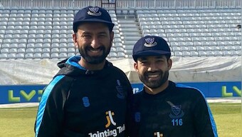 'Treat to watch these two playing together': Twitterati overjoyed as image of Sussex teammates Pujara and Rizwan go viral