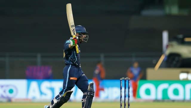 Rashid Khan of Gujarat Titans celebrates win during match 40 of the TATA Indian Premier League 2022 (IPL season 15) between the Gujarat Titans and the Sunrisers Hyderabad held at the Wankhede stadium in Mumbai on the 27th April 2022 Photo by Deepak Malik / Sportzpics for IPL