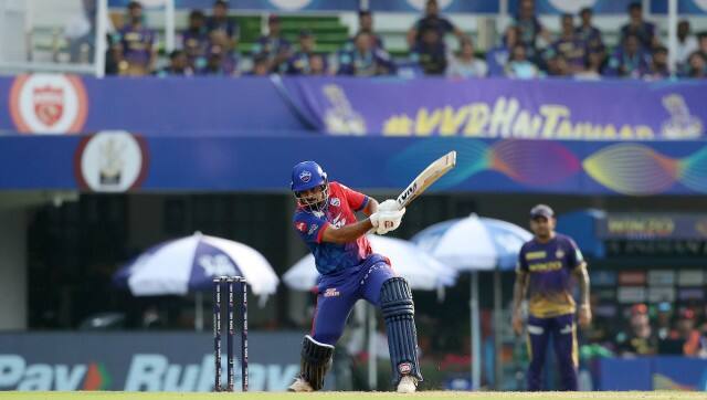 Shardul Thakur of Delhi Capitals hits over the top for six during match 19 of the TATA Indian Premier League 2022 (IPL season 15) between the Kolkata Knight Riders and the Delhi Capitals held at the Brabourne Stadium (CCI) in Mumbai on the 10th April 2022 Photo by Ron Gaunt / Sportzpics for IPL