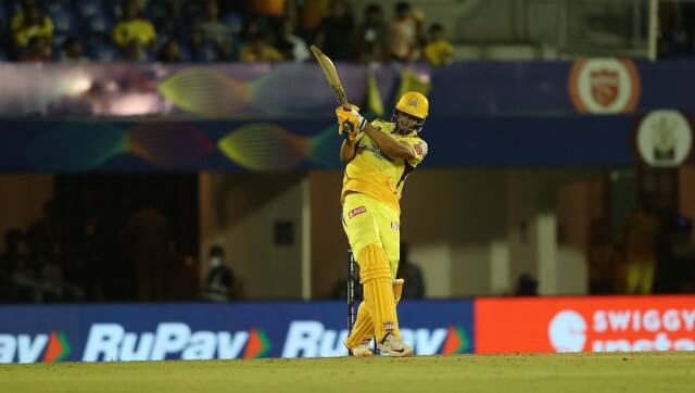 Shivam Dube of the Chennai Superkings hits over the top for six during match 11 of the TATA Indian Premier League 2022 (IPL season 15) between the Chennai Superkings and the Punjab Kings held at the Brabourne Stadium (CCI) in Mumbai on the 3rd April 2022 Photo by Ron Gaunt / Sportzpics for IPL