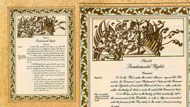 Ram Navami: Original Indian Constitution has image of Ram, Sita and Laxman, was used for Ram Janmbhoomi dispute verdict Ram Navami: Original Indian Constitution has image of Ram, Sita and Laxman, was used for Ram Janmbhoomi dispute verdict