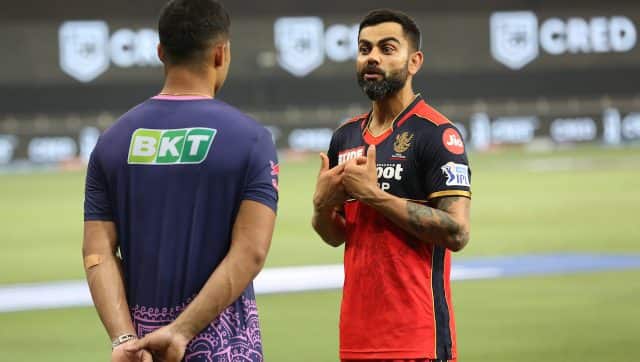 Riyan Parag and Virat Kohli during IPL 2021. Image: Sportzpics for IPL