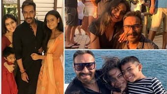 On Ajay Devgn's birthday, looking at actor's photos with wife Kajol, kids Yug and Nysa
