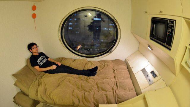 The interior of the Nakagin Capsule Tower, which is located in Tokyo's Ginza area. AFP