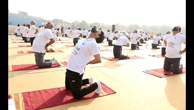 Jyotiraditya Scindia, VK Singh inaugurate mega 'Yog Prabha' event at Delhi's Safdarjung airport Jyotiraditya Scindia, VK Singh inaugurate mega 'Yog Prabha' event at Delhi's Safdarjung airport