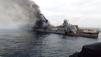 Dramatic images of sinking Russian warship Moskva surface online