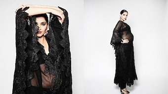 Sonam Kapoor shows off baby bump in sheer black kaftan; check pictures here