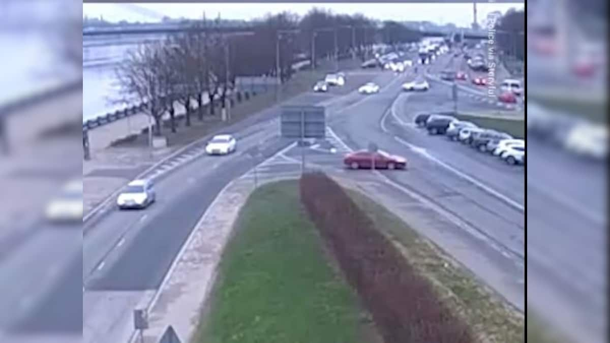 Watch: Parked car slides down busy road, plunges into river in Europe; video goes viral