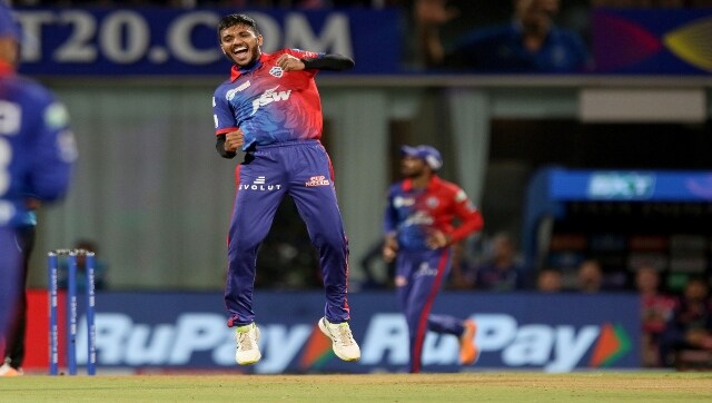 Chetan Sakariya of Delhi Capitals celebrates after taking Jos Buttler's wicket. Sportzpics for IPL