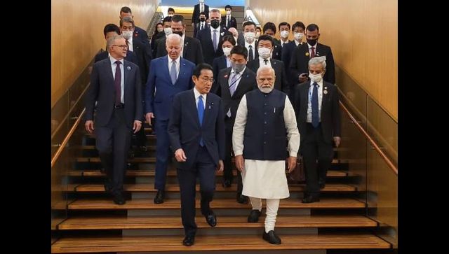 Narendra Modi’s photo at Quad Meet ‘leading’ from the front goes viral; BJP ministers hail PM’s leadership skills Narendra Modi’s photo at Quad Meet ‘leading’ from the front goes viral; BJP ministers hail PM’s leadership skills