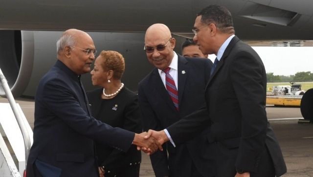President Ram Nath Kovind arrives in Jamaica, to hold talks with Governor-General Patrick Allen and Prime Minister Andrew Holness President Ram Nath Kovind arrives in Jamaica, to hold talks with Governor-General Patrick Allen and Prime Minister Andrew Holness