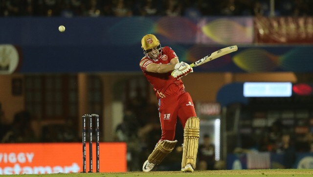 Liam Livingstone of Punjab Kings hits the boundary for four during match 60 of the TATA Indian Premier League 2022 (IPL season 15) between the Royal Challengers Bangalore and the Punjab Kings held at the Brabourne Stadium (CCI) in Mumbai on the 13th May 2022 Photo by Ron Gaunt / Sportzpics for IPL