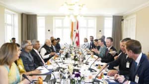 PM Modi, Danish PM hold delegation level talk. Twitter/@MEAIndia 
