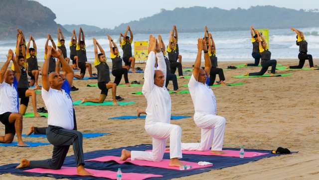WATCH: Rajnath Singh participates in yoga session with Indian Navy personnel at Karnataka’s Karwar base