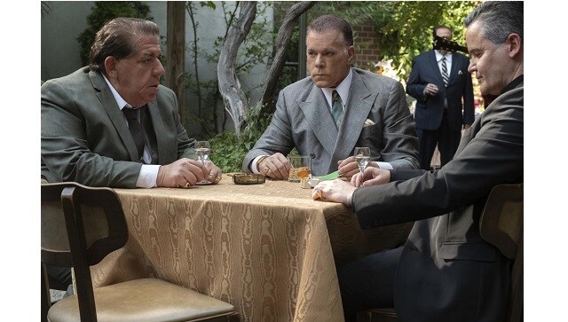 This image released by Warner Bros. Pictures shows, from left, Joey Coco Diaz, Ray Liotta and John Borras in 