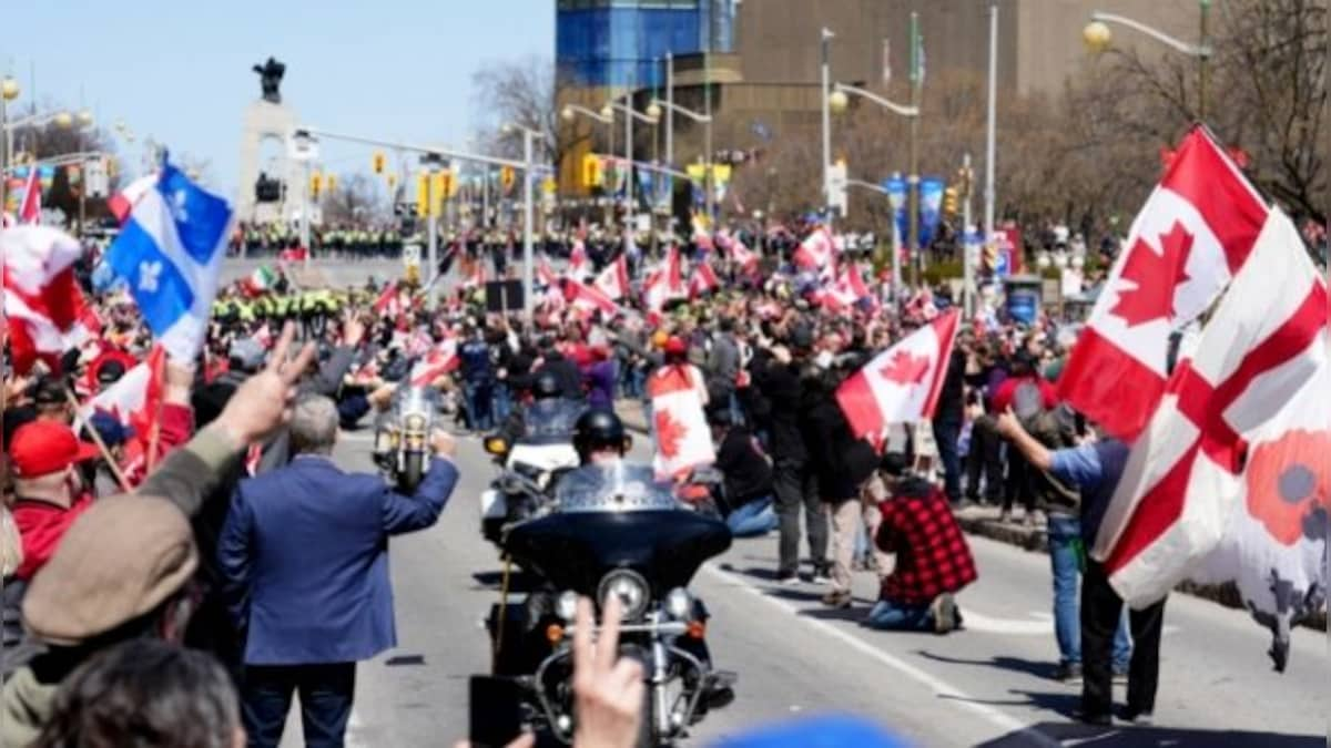 Motorcycles rumble through Canadian capital during the 'Rolling Thunder' protest under police eye